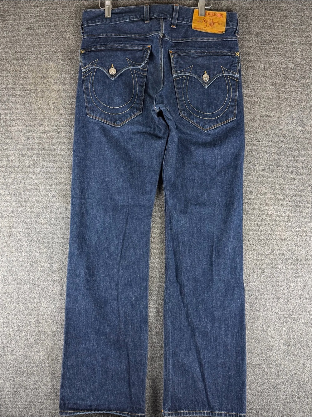 True Religion Ricky Jeans Mens 36x33 Dark Wash Blue Horseshoe Vintage Straight - Picture 2 of 10